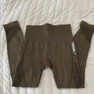 Gymshark Olive Leggings with Mesh Detail